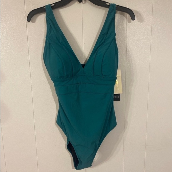 Profile by Gottex Women's Phoebe Deep Plunge One Piece NWT size 12 - Picture 4 of 10